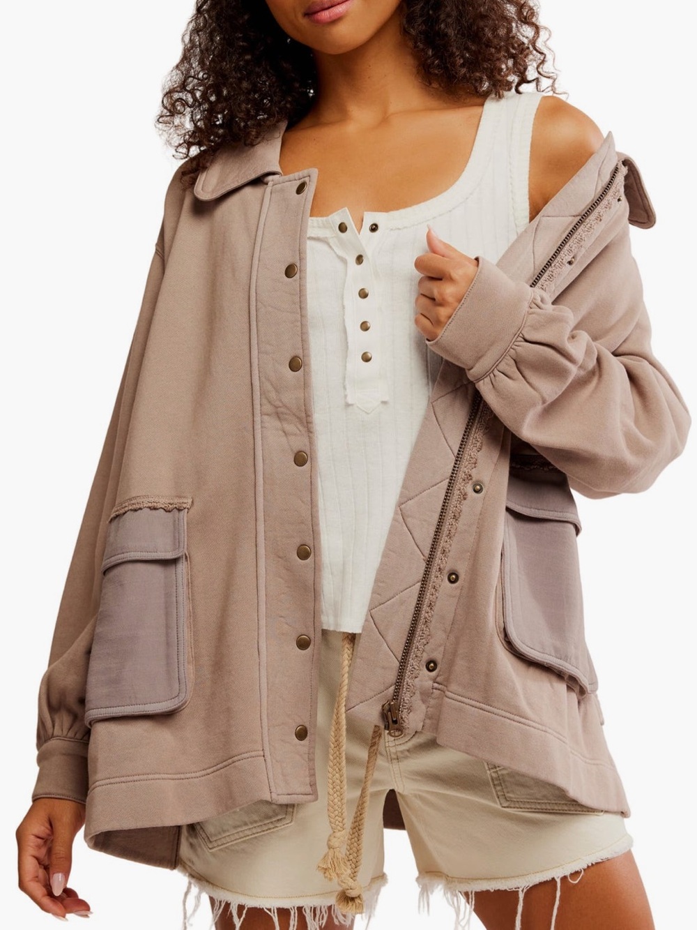 Free people Women's dusted cocoa  Utility Jacket
